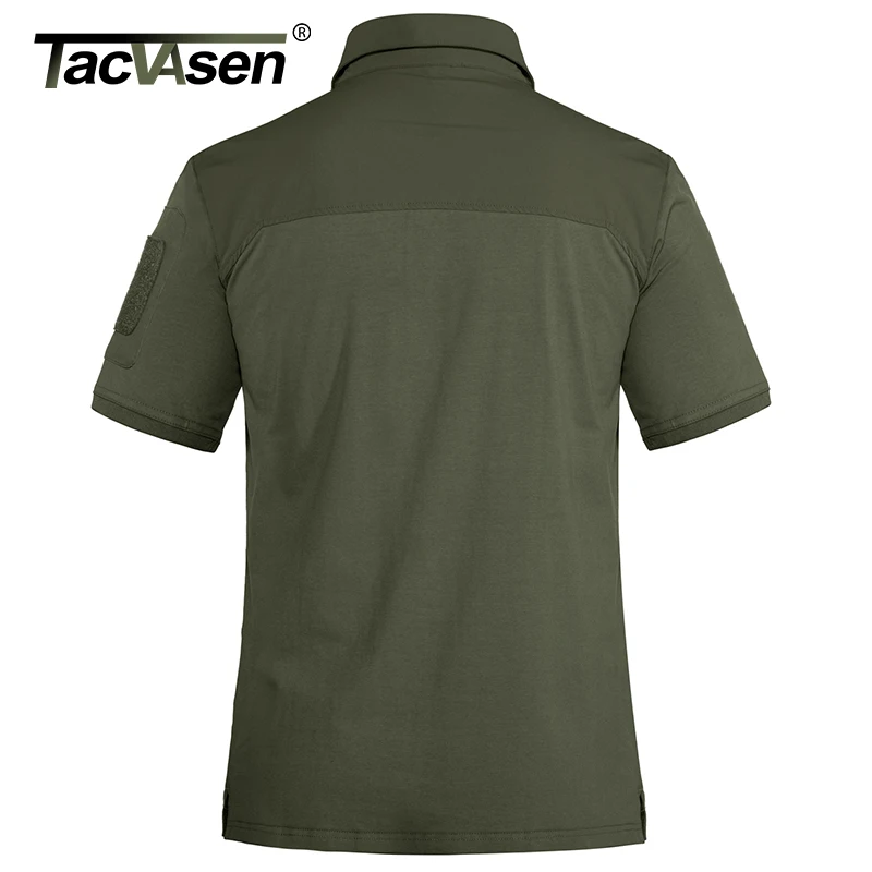 TACVASEN With 2 Zipper Pockets T-Shirts Men's Outdoor Hiking Short Sleeve Polos Shirts Casual Team Work Golf Tops Man Clothing