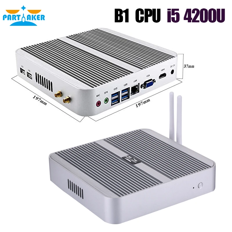 Core i5 4200U/i3 7167U Fanless Mini Desktop Computer Mini PC with HD Port VGA 4*USB 3.0 Win 10