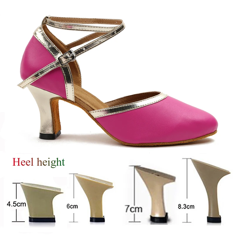 Women's Latin Dance Shoes Salsa Jazz Shoes Dance Hall Tango Girls High Heel Dance Shoes Closed Toe Outdoor Rose Red