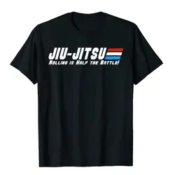 Jiu Jitsu Shirts Rolling Is Half The Battle BJJ MMA Jujitsu T-Shirt PrintedGift Tees Hip Hop Cotton Mens Top T-Shirts