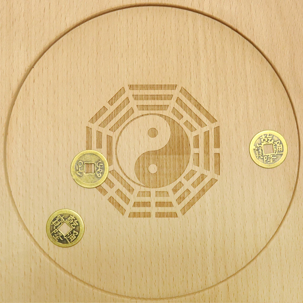 64 Gua Pan Qi Gua pan Zhou Yi Jing 64 Gua Yao Gua base solid wood beech wood 20cm square round Bagua plate