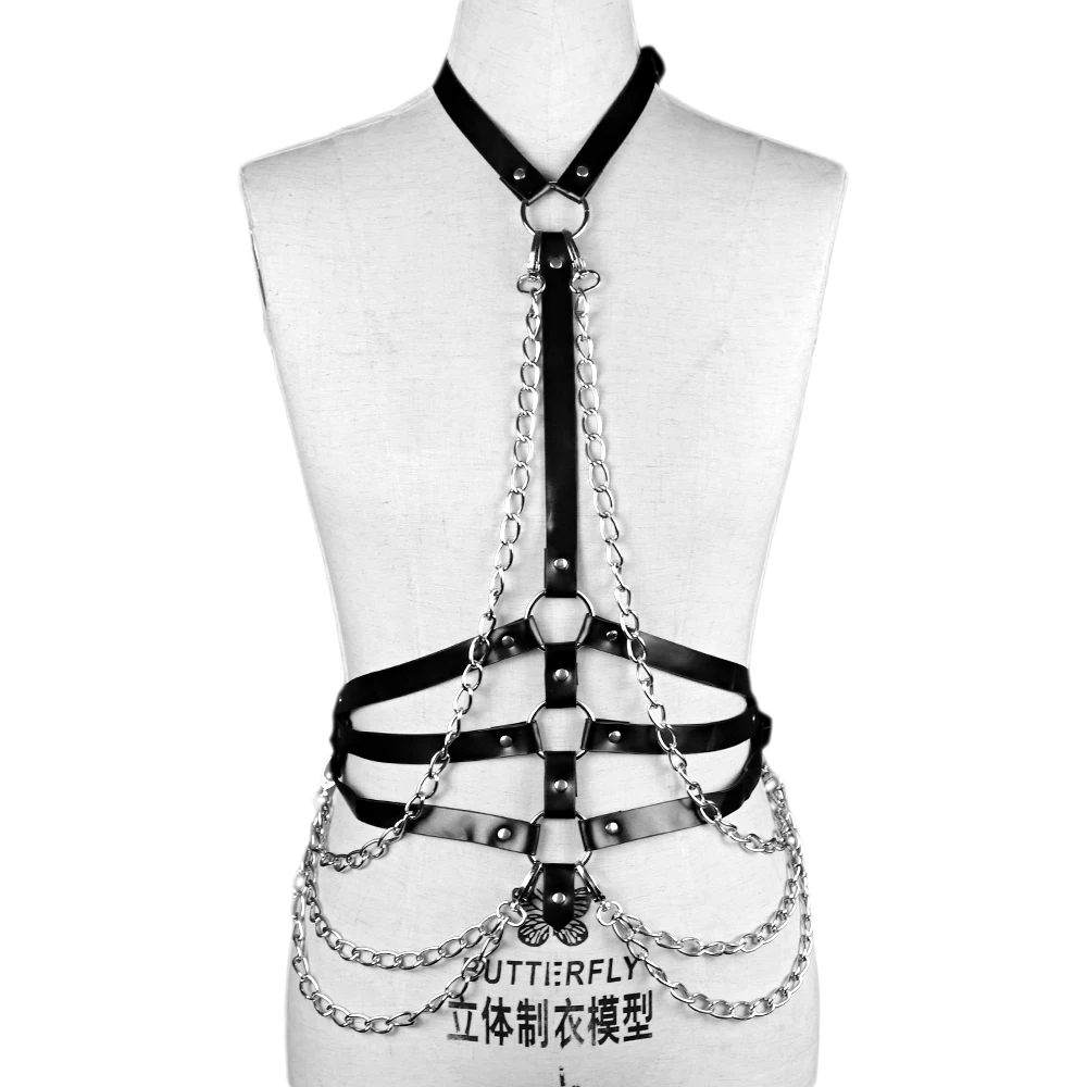 CEA Harness Woman Leather Harness Belt Body Chain Punk Style PU Leather Belts Sexy Body Bondage Caged Gothic Bra Garters