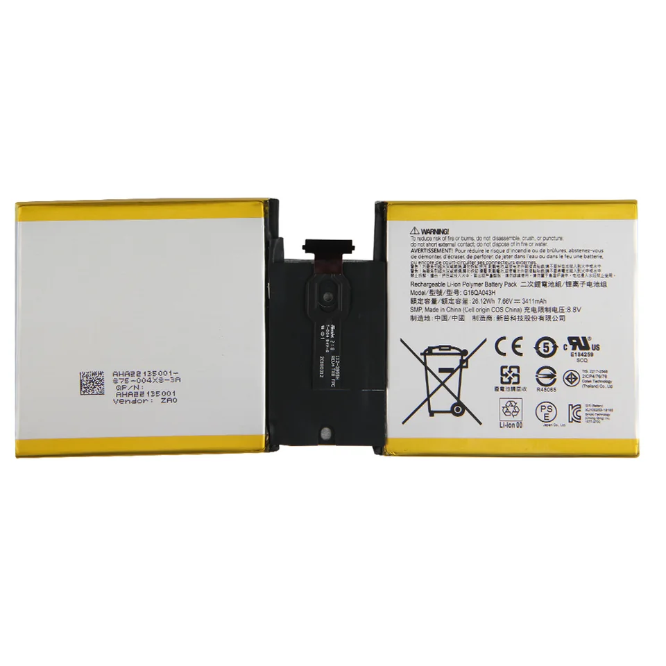 Batería de repuesto para Microsoft Surface Go 1824 G16QA043H batería 3411mAh 5