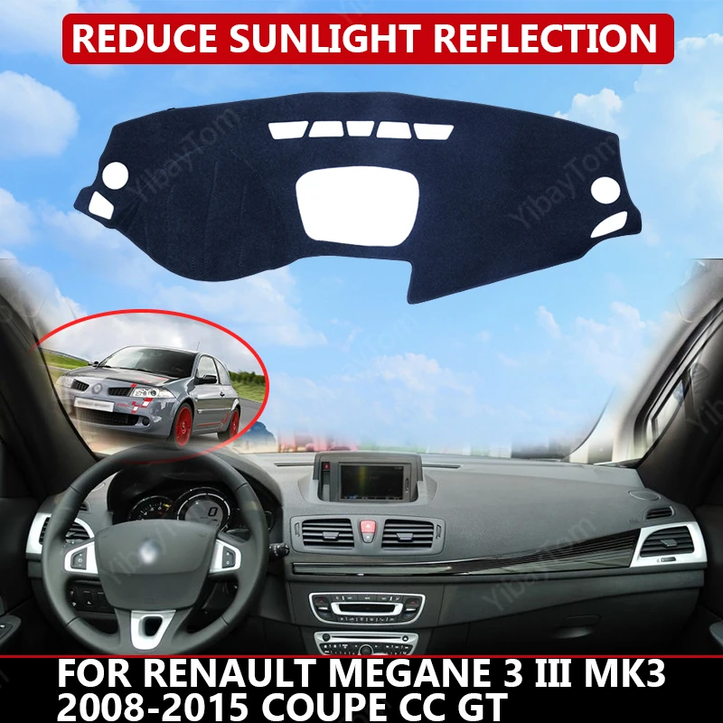 Car Dashboard Cover for Renault Megane 3 III MK3 2008-2015 Coupe CC GT Mat Protector Sun Shade Dashmat Board Pad Auto Carpet