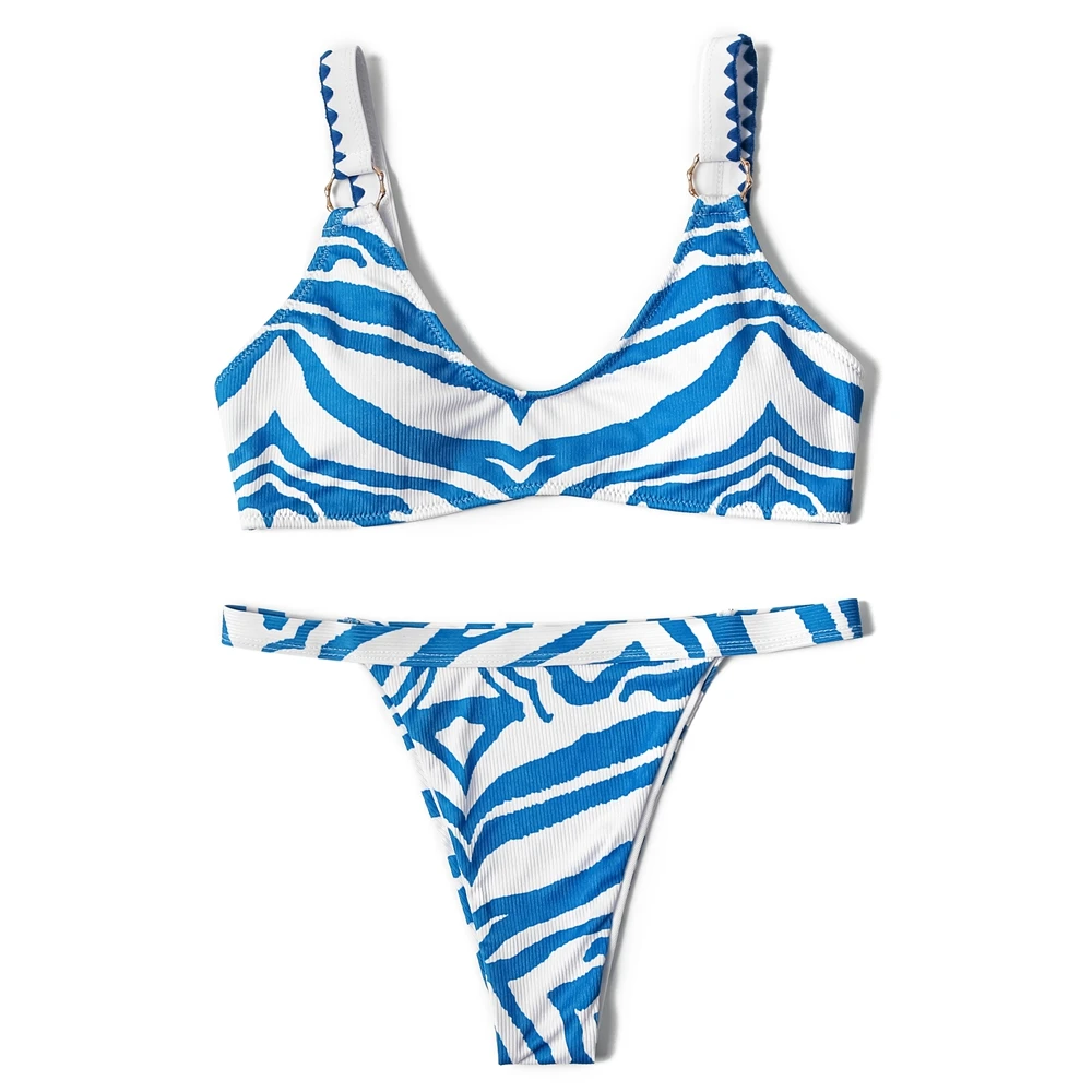 ZTVitality Zebra Print Whip Stitch Sexy Bikini 2022 New Arrival Padded Bra Low Waist Swimsuit Female Swimwear Women Beach Wear