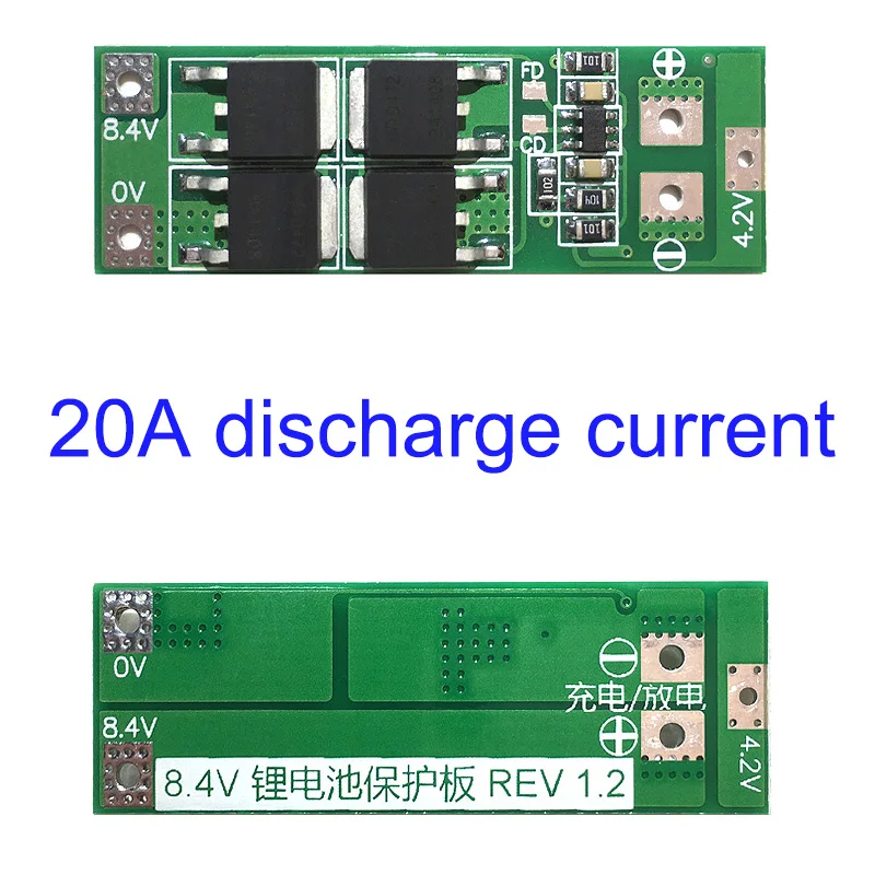 

7.4V 8.4V 2S 18650 Lithium Battery Protection Board 20A Current