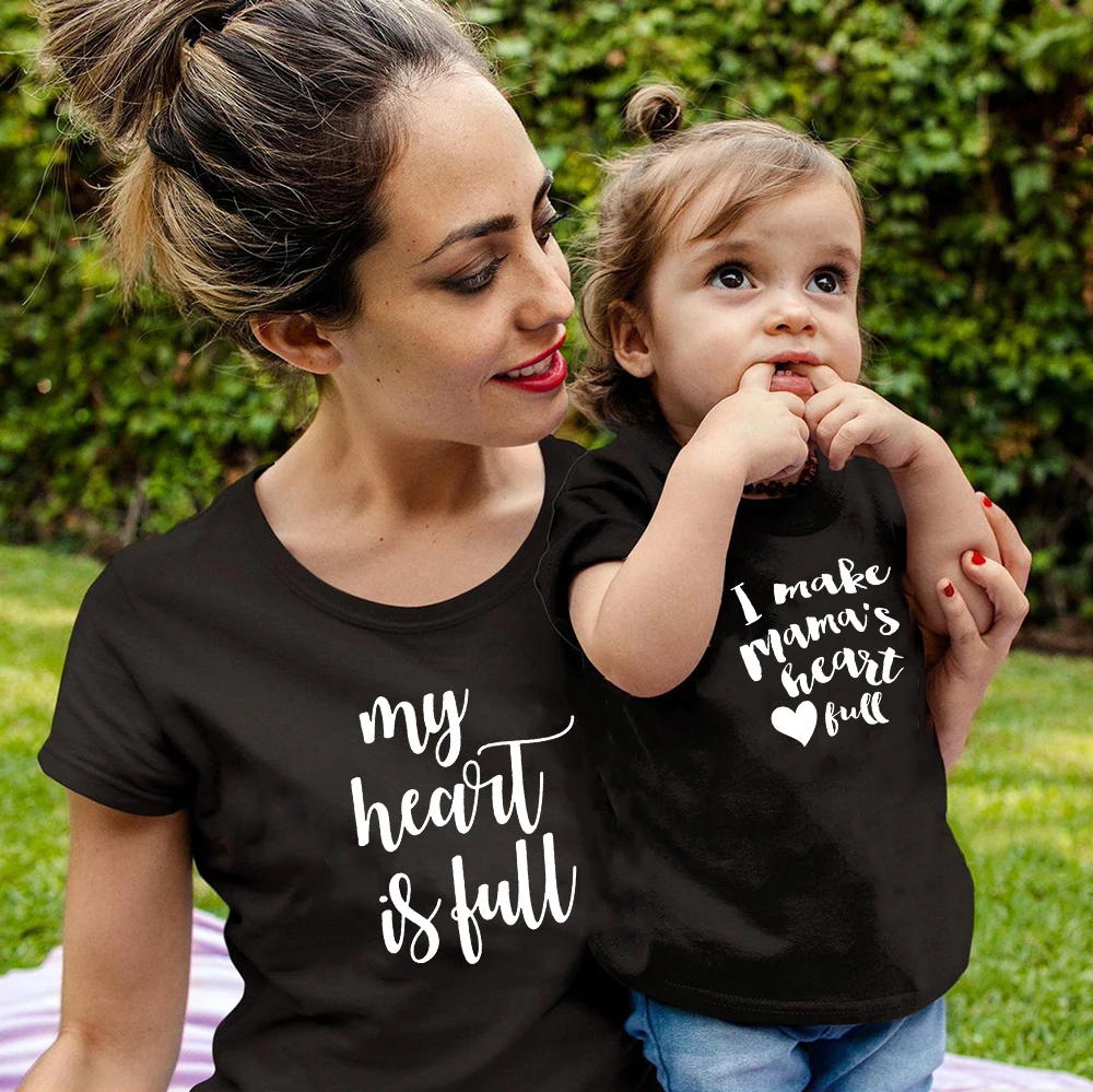 

1pcs My Heart Is Full I Make Mama's Heart Full Tee Mommy&Me T-Shirts Mom and Son Daughter Family Matching Shirt Clothes Outfits