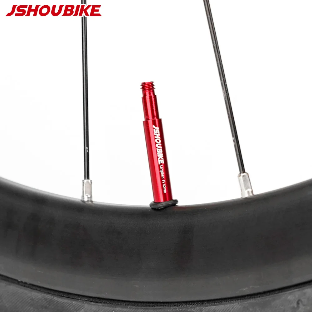 JSHOU BIKE French Valve Extenders Caps Core Adapter RED And BLACK Alloy Stem 40 60 80 100 120mm W/ Alloy Cap & Tool