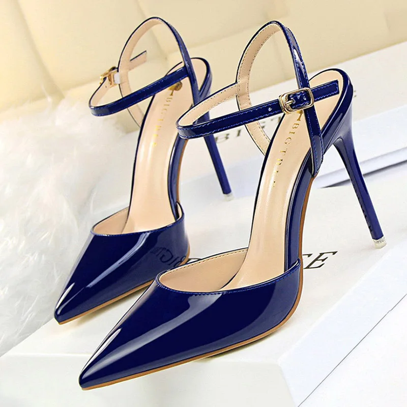 BIGTREE Shoes Fashion High Heels Shoes Patent Leather Woman Pumps Sexy Women Heels Blue Sliver Stiletto Heels Women Sandals 2024