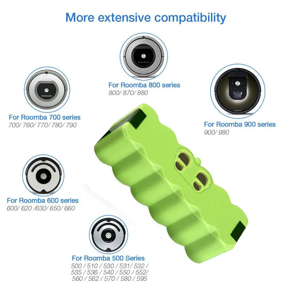 6.4Ah 14.4V بطارية ليثيوم أيون ل اي روبوت رومبا 500 600 700 800 سلسلة 530 560 580 620 630 650 760 770 780 790 870 880 scooba L50