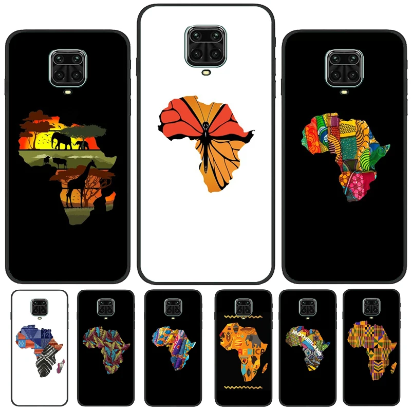 Map of Africa African Fabrics Case For Xiaomi Redmi Note 12 Pro 8 9 10 11 Pro Note 12S 11S 10S 9S 9C 10A 10C 12C Cover