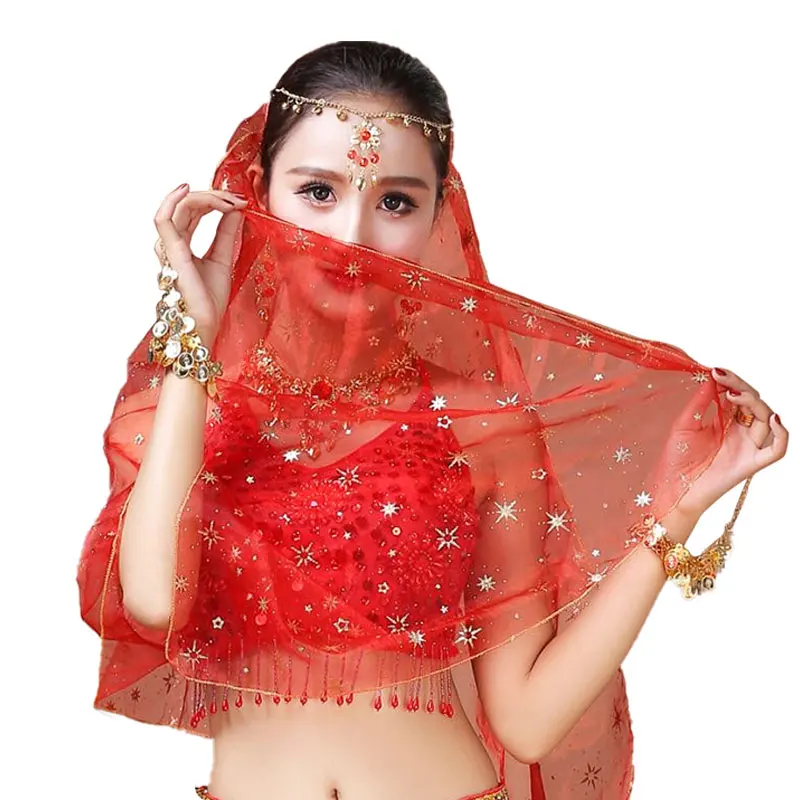 Women Belly Dance Carf Bright Spot Veil Girls Belly Dance Head Carf Dance Accessories