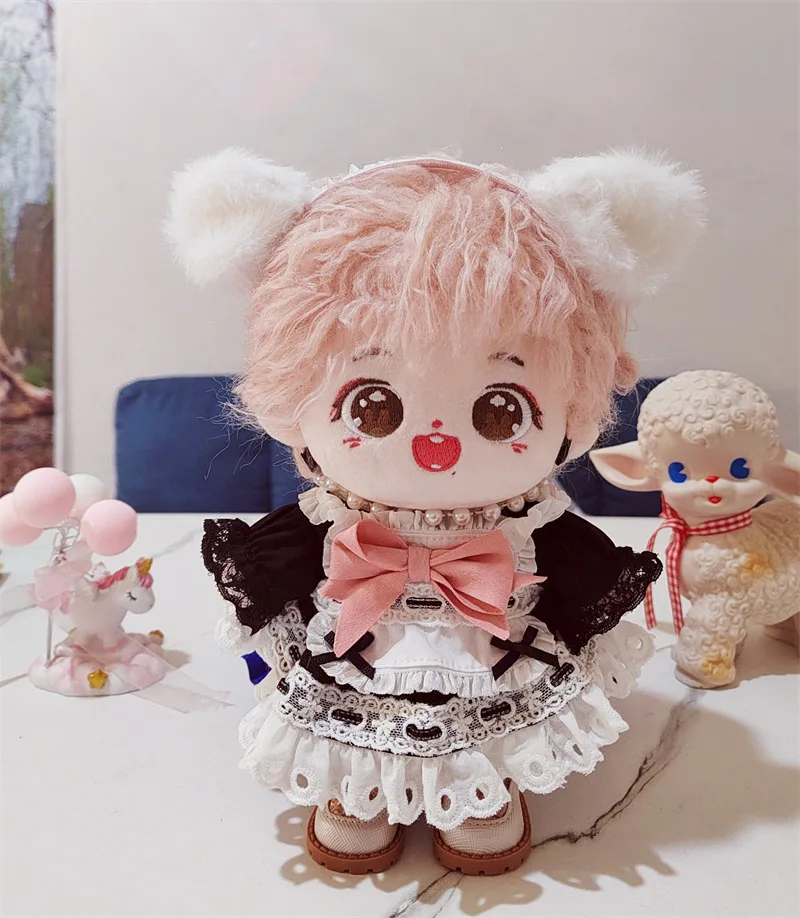 Four-piece 20cm Plush Doll Clothes Maid Outfit 20cm Cotton Doll Accessories