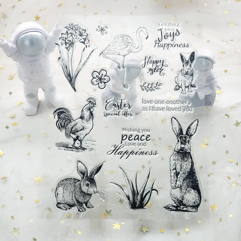 Kawaii Easter Bunny Silicone Clear Seal Stamp DIY Scrapbooking Embossing Photo Album Decorative Rubber Stamp Art Handmade Puzzle