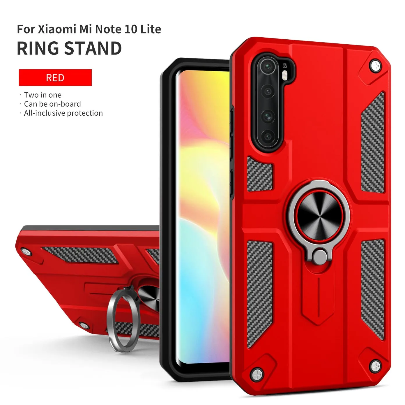 Shockproof Armor Phone Case For XIAOMI REDMI NOTE7 NOTE8 PRO NOTE10 LITE 5G  Stand Magnetic Ring Kickstand Bumper Hard PC Cove