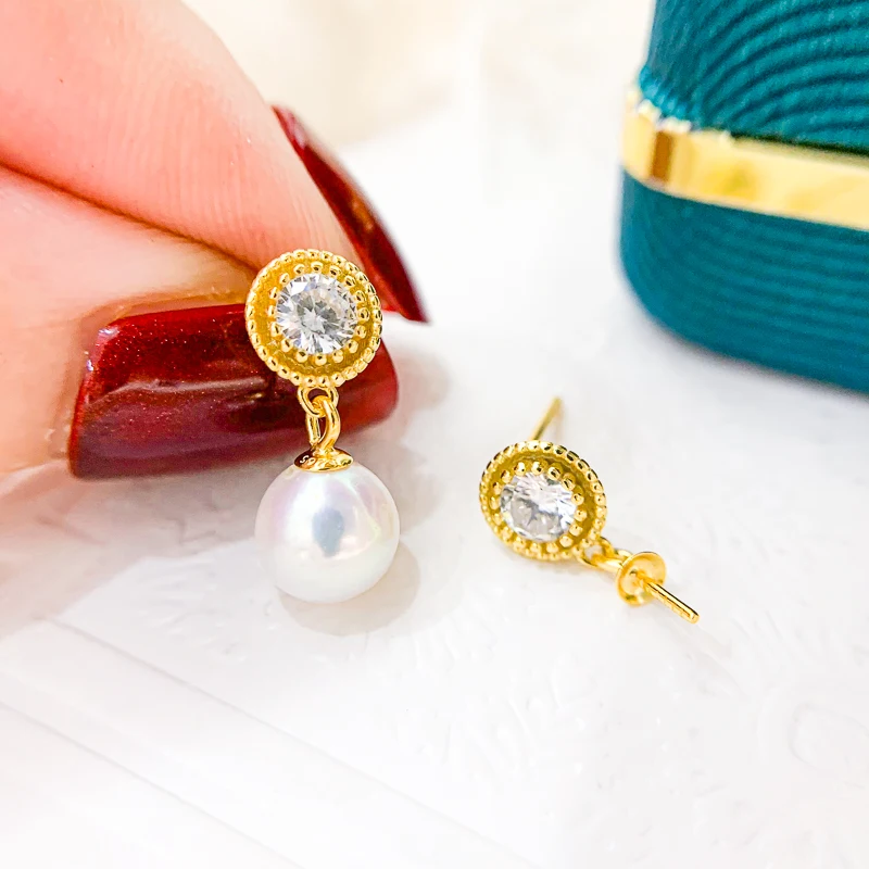 DIY Pearl Earrings Accessory Women Handmade Pearl Jewelry Making Components For 7-12mm