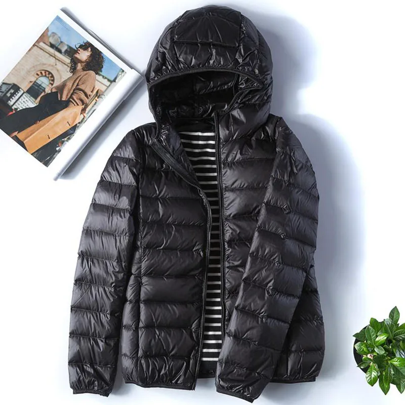 Autumn Winter Women Ultralight Thin Down Jacket White Duck Down Hooded Jackets Female Warm Coat Down Parka Portable Outwear