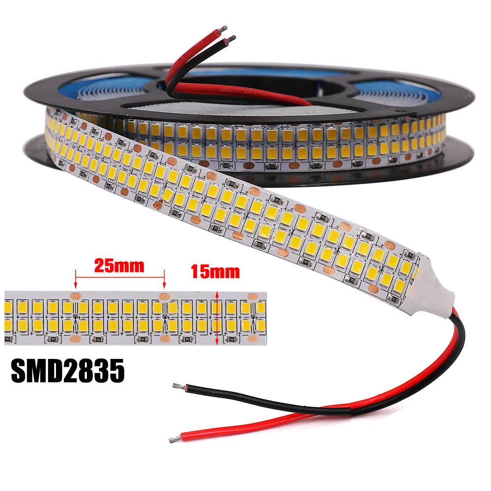 Tira de luces LED 2835 de alta calidad, 5m, 10m, 20m, cinta de cinta Led impermeable, diodo de cinta 120/240/480 LED/M, tira de luz Led flexible 12V