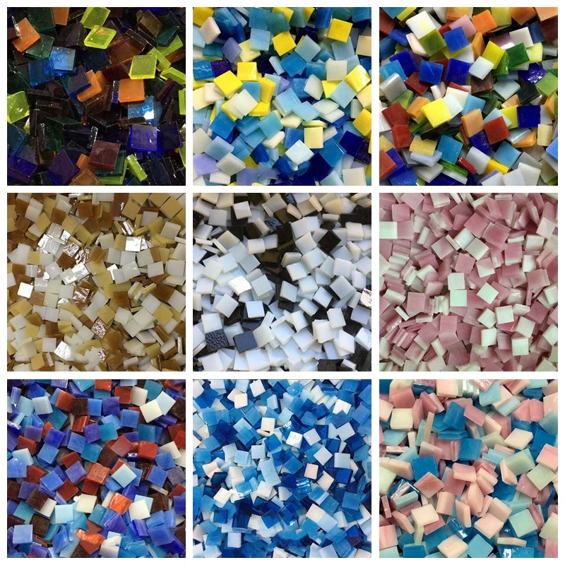 100g DIY kreatywny Multicolor mozaika wkładka płytki ścienne ręcznie materiały szklane 1cm kawałek miki regularne kolaż Craft ZXY9822