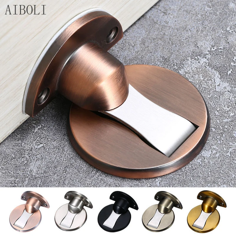 Magnetic Door Stops Door bump Stopper Hidden Holders Catch Floor Nail-free Doorstop Furniture Hardware Blocks Door To The Ground