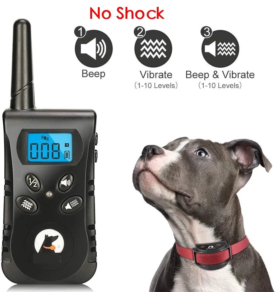 No Shock Dog Training Collar No Prongs Waterproof Humane Vibration Collar for Dogs Rechargeable Up to 1600Ft Remote Range