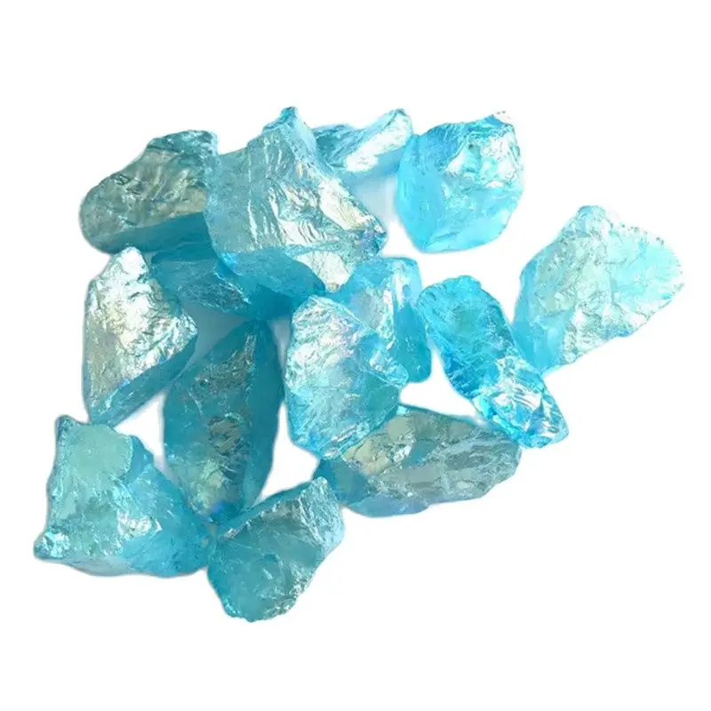 

Natural raw quartz crytsals healing stones blue color angel aura rough for Home Decoration