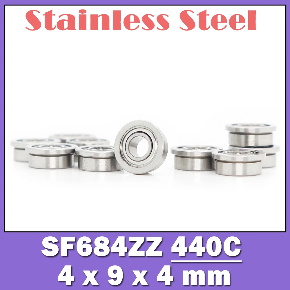 

SF684ZZ Flange Bearing 4*9*4 mm (10 PCS ) Double Shielded Stainless Steel Flanged SF684 Z ZZ Ball Bearings SF684-2Z F684 ZZ