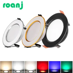 Đèn LED Âm Trần Downlight Âm Trần 3W 5W 7W 9W 12W 15W AC110V 220V đèn LED Bảng Điều Khiển Đèn Phát Ra Ánh Sáng Màu Xanh Đỏ Đèn