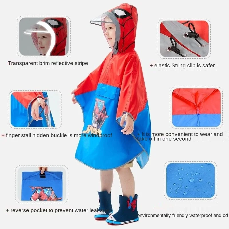 Disney Mickey Children Raincoat Kids Cute Waterproof Child Rain Coat Cover Poncho Hooded Impermeable Rainwear