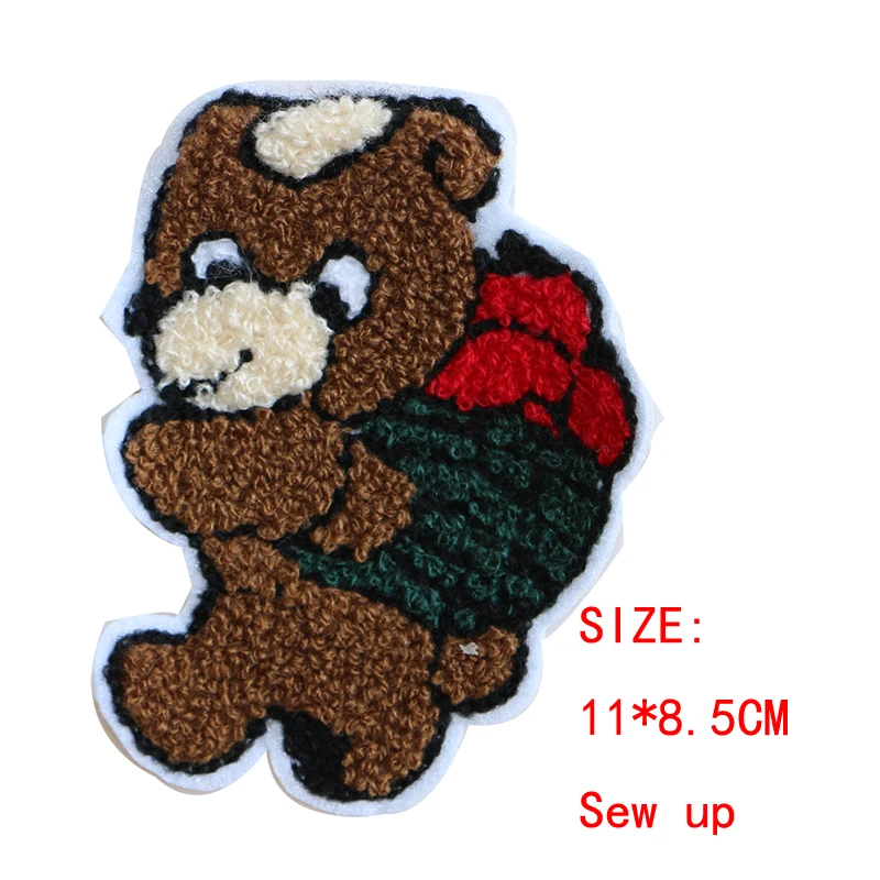 Cute Chenille Bear Superhero Girl Polar Bear Boy Towel Embroidered icon Iron on Patch DIY Strip Patchwork Sticker Custom Badges