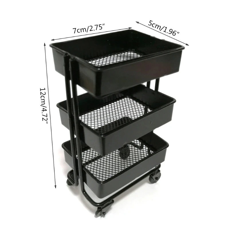 Mini chariot de rangement au sol avec roulettes, étagère de meubles Miniature, bibliothèque, présentoir de décoration