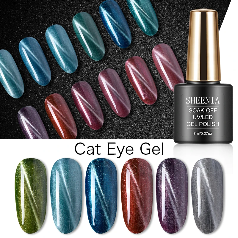 We free Magnetic Stick 8ml Gel Nail Polish Cat Eye Nail UV Gel Holographics Laser Glitter Varnish Nail Art New Arrival 2022