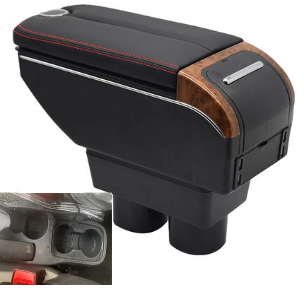 Armrest For Ford Figo armrest box Double layer heighten central Store content Storage box with Ashtray USB Charging Cup hold