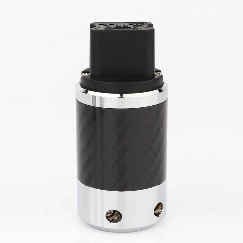Preffair CF4A أبيض/ألياف الكربون الأسود مطلية بالذهب 20A C19 IEC أنثى التوصيل HIFI كابل الطاقة لتقوم بها بنفسك موصل التيار الكهربائي