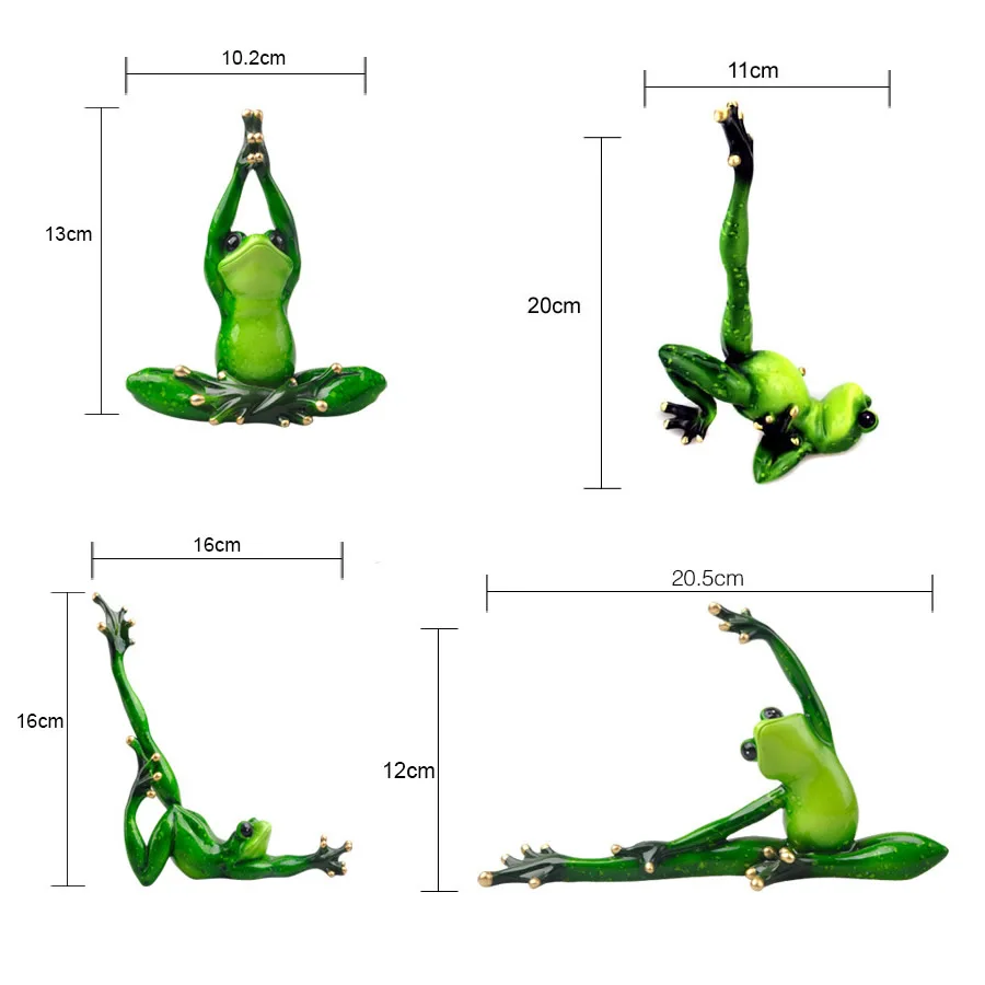 Creative Cute Resin Funny Frogs Yoga Posture Statue Room Decoration Home Office Desk Decorative Ornament Toy Gift