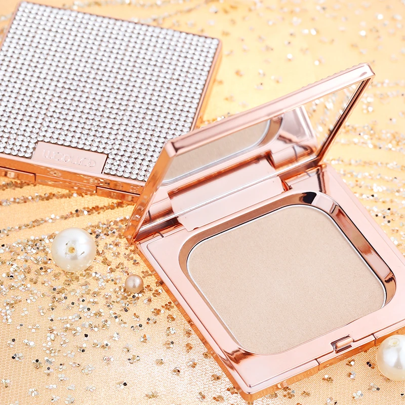 Shinny Diamond Soft Translucent Compact Pressed Powder Face Contour Palette Finishing Powder Setting Makeup Bare Whitening Skin