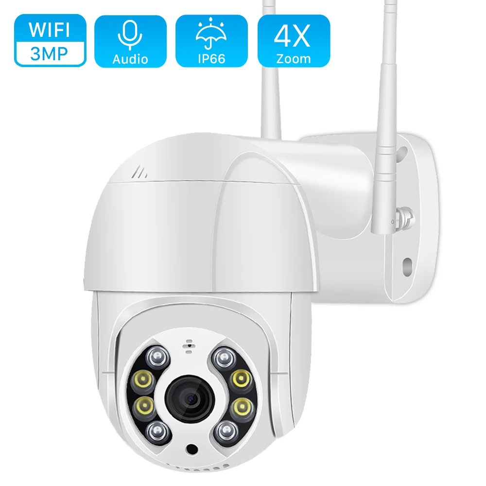 

IP-камера купольная наружная, 3 Мп, PTZ, Wi-Fi, 1080P, зум 4X, облачное видеонаблюдение