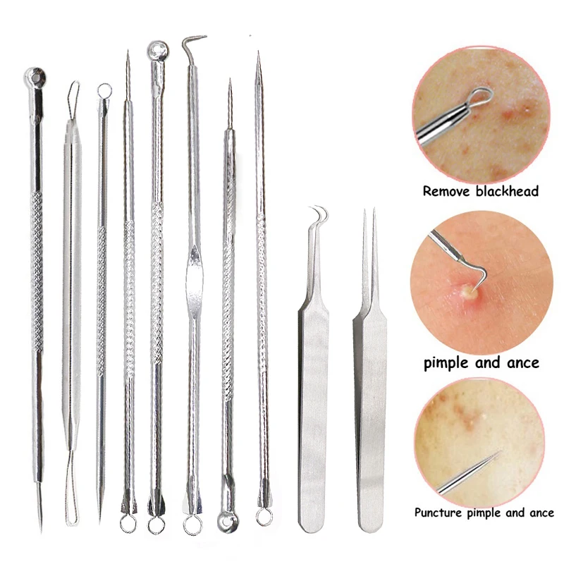 Black Dot Pimple Blackhead Remover Tool Needles for Squeezing Acne Tools Spoon for Face Cleaning Comedone Extractor Pore Cleaner