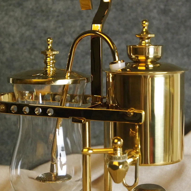 Belgian Royal Coffee Machine Set, Siphon Drop Coffee Pot, Manual Coffee Grinder, Luxury Vintage Style Home Coffee Maker