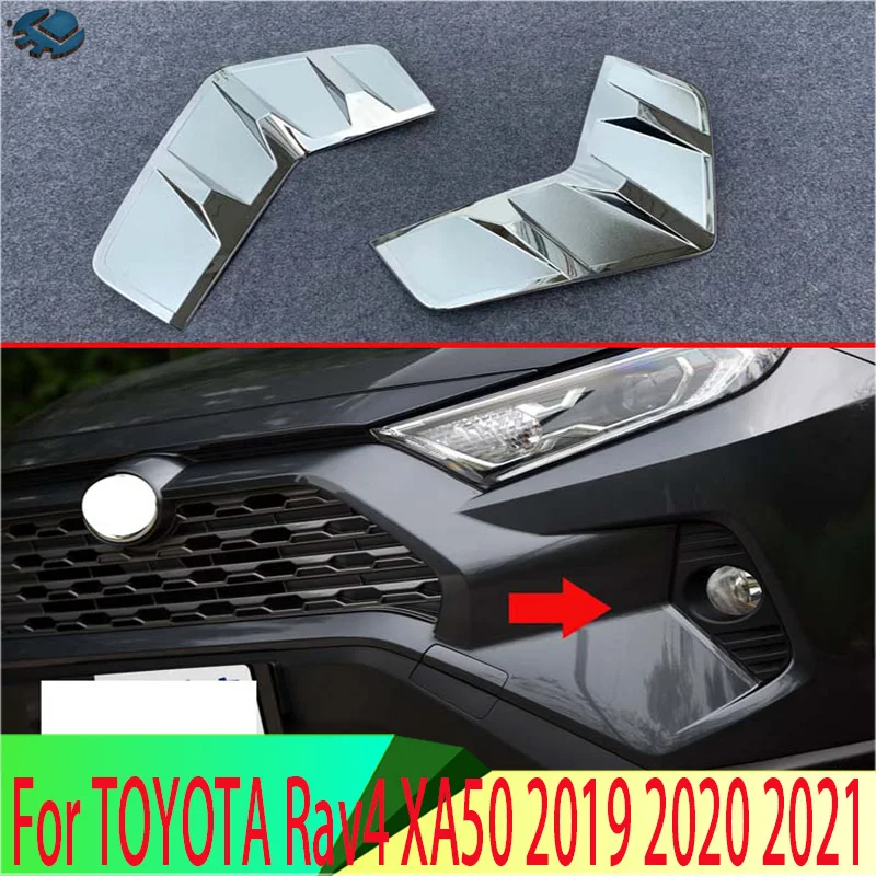 

For TOYOTA Rav4 XA50 2019 2020 2021 Decorate Accessories ABS Chrome Front Fog Light Lamp Trim Molding Bezel Garnish Sticker