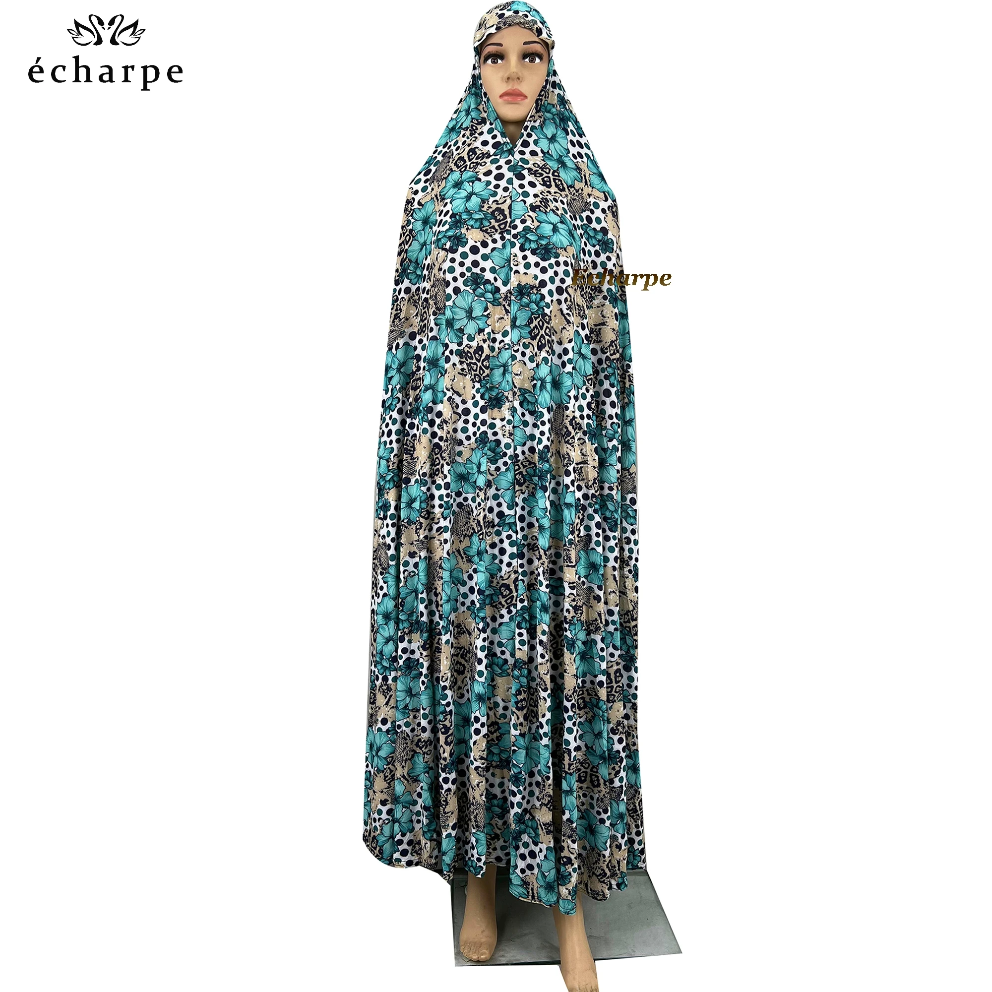 Sleeveless Pullover Dress 1 Piece Set Women Prayer Garment Dubai Abaya Arab Jibab Flowers Djellaba Femmel Khimar Caftan Clothes