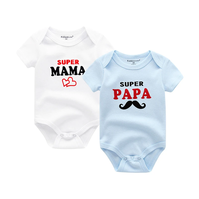 I Love Papa Mama Baby Girl Clothes Newborn 0-24M Unisex Cotton Bodysuits Short Sleeve Baby Boy Clothes Print Roupas de bebe