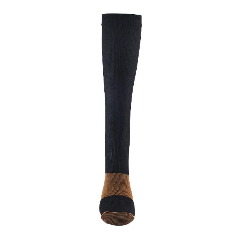 Chaussettes de Compression en Fiber de cuivre pour hommes et femmes, chaussettes de sport de plein air simples en Tube, à la mode, joyeuses, tendance, en Nylon