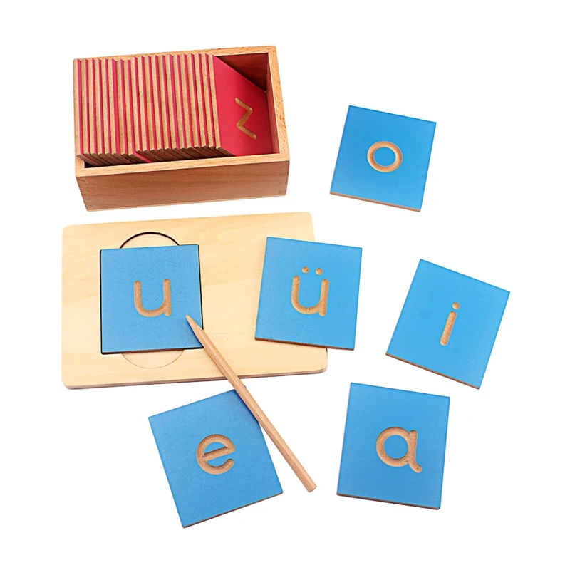 Montessori Language Toys Lowercase Letter English Alphabet Vowel Writing Board with Pen Guided Blind Board Toy Early Preschool - view 3