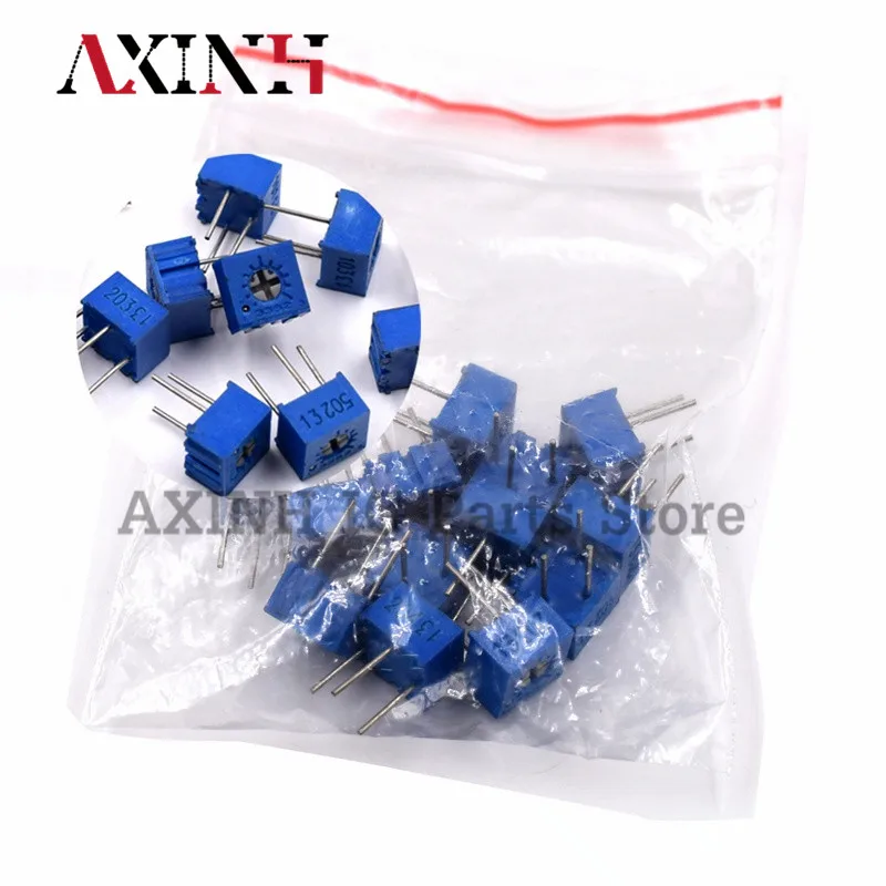 13Values*5pcs 3362P Component Package13 Common Resistance Values Each 5 Potentiometer Package 3362 Adjustable Resistance Package