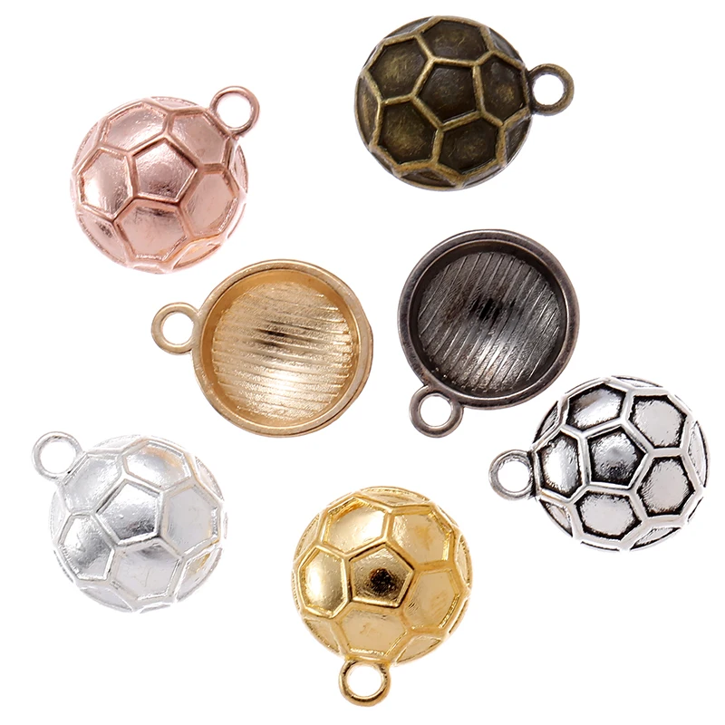 20 pcs Metal Alloy 7 Color football Charms Round shape Pendants For Jewelry Making DIY Handmade Craft