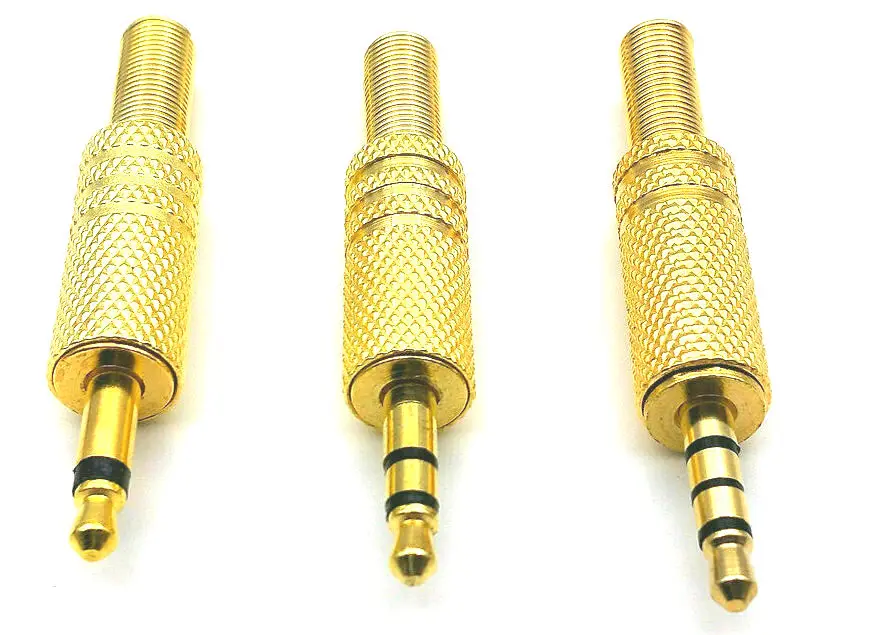 10pcs Gold plate 3.5mm mono stereo 4 Pole Jack Plug Audio connector adapter