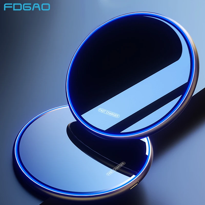 FDGAO 15W Fast Wireless Charger For Samsung Galaxy S23 S22 S21 Induction Charging Pad for iPhone 15 14 13 12 11 Pro XS Max Plus