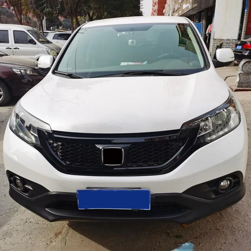 For Honda CRV CR-V 2012 2013 2014 Black Honeycomb Front Bumper Center Middle Grille Grill Refit Top Grade ABS Chrome