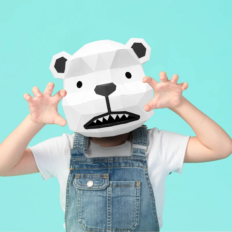 قبل قطع بيبو الأبيض الدب القطبي قناع ورقة نموذج ، ثلاثية الأبعاد أنيمي ورق كرافت ، زي تأثيري الطرف ، اليدوية DIY بها بنفسك اوريغامي الحرفية RTY142 #5